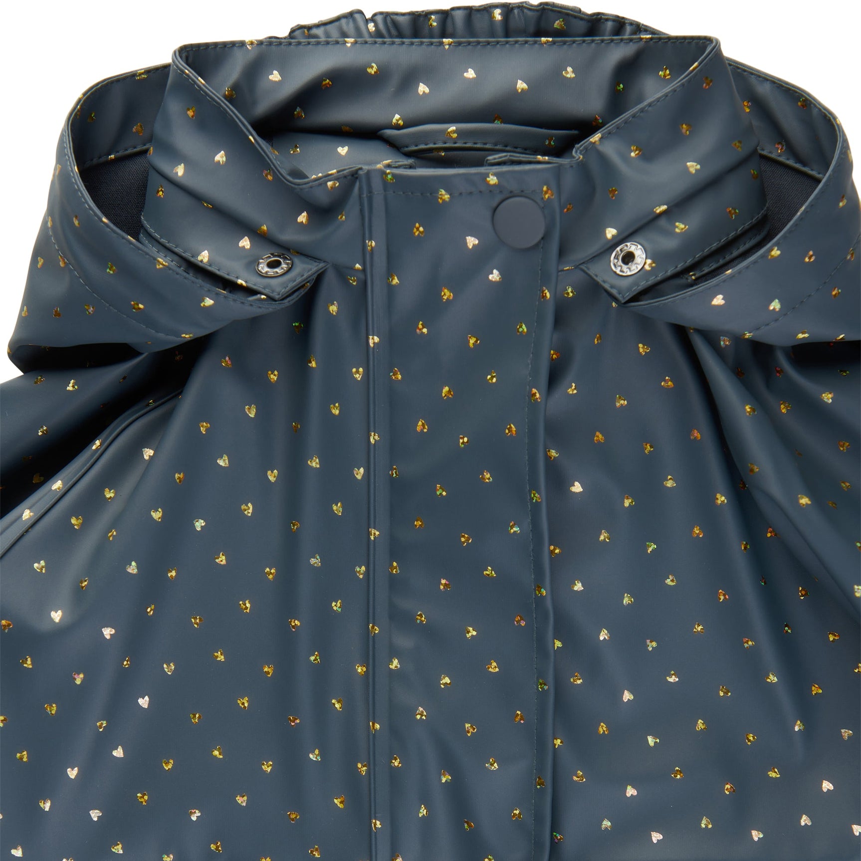 Gunhild PU Regnsæt m. regnbukser - Blue Ash Glittery Heart AOP