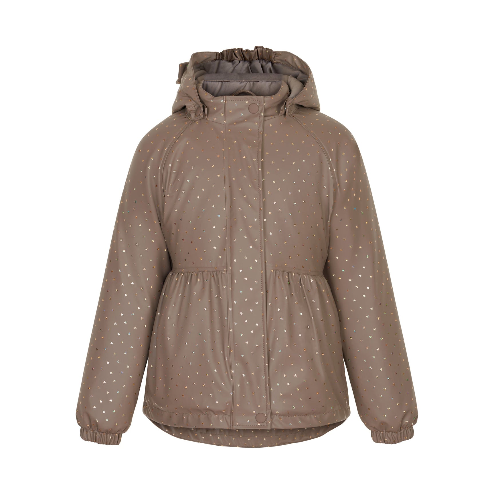 Gunhild Vatteret PU Regnjakke - Golden Hazel Glittery Heart AOP