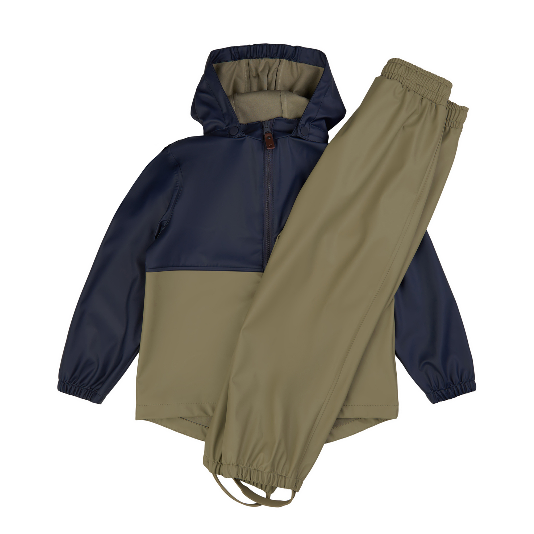 Gunnar PU Regnsæt m. regnbukser - Soft Moss / Blue Shadow