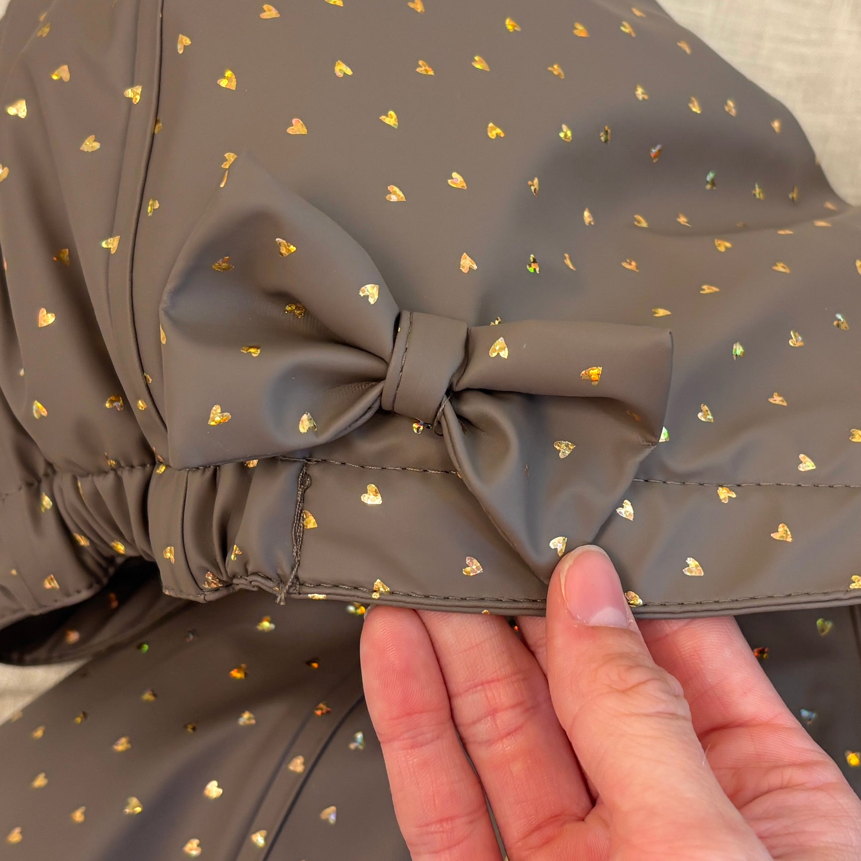 Gunhild Vatteret PU Regnjakke - Golden Hazel Glittery Heart AOP