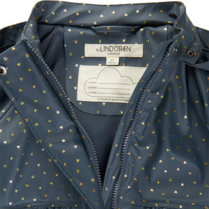 Gunhild PU Regnsæt m. regnbukser - Blue Ash Glittery Heart AOP