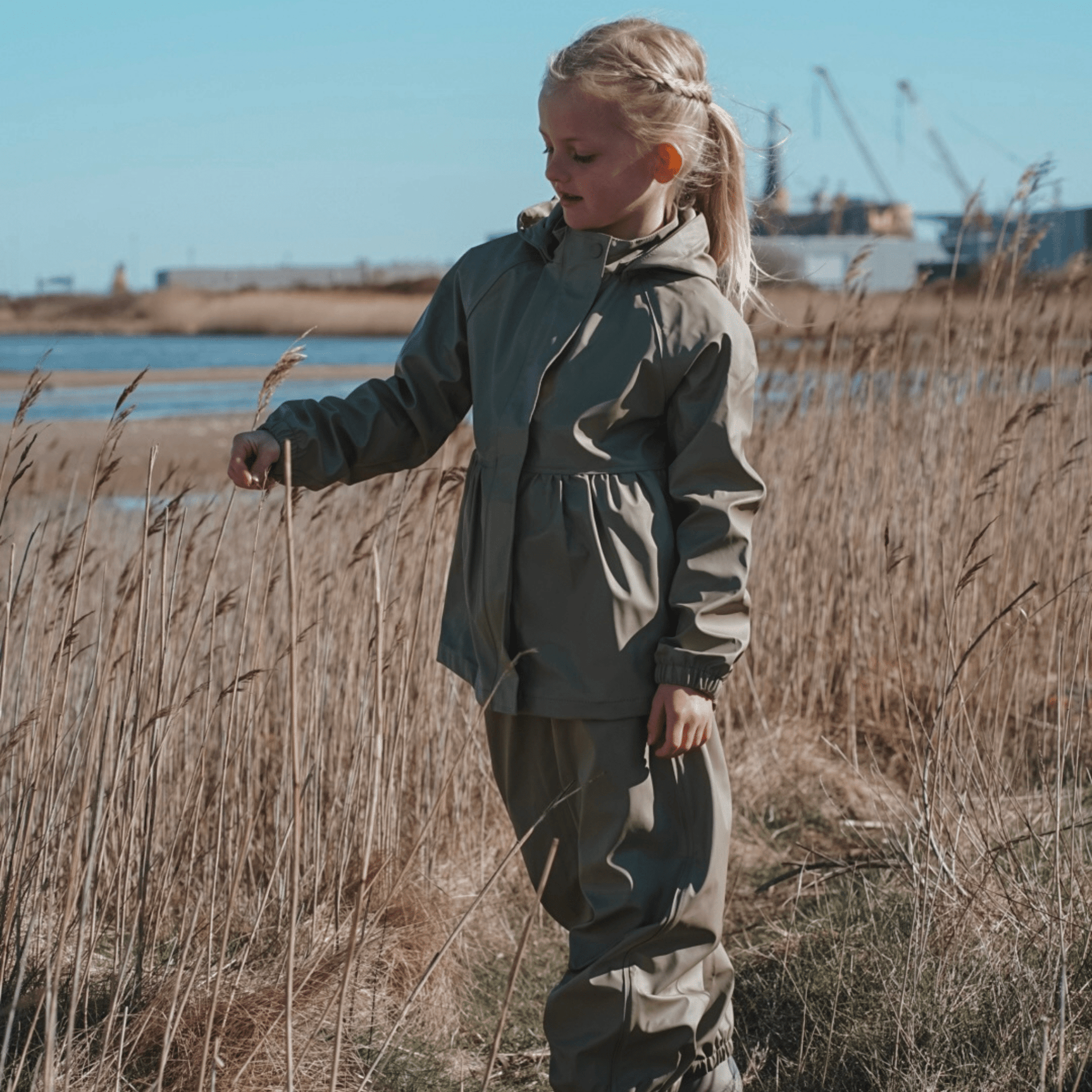Gunhild PU Regnsæt m. regnbukser - Soft Moss