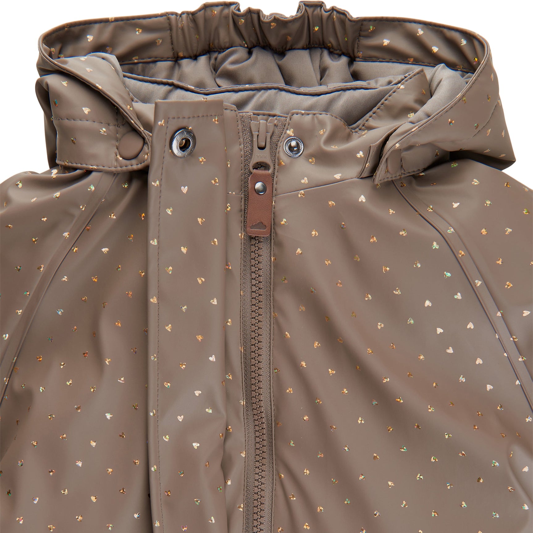 Gunhild Vatteret PU Regnjakke - Golden Hazel Glittery Heart AOP