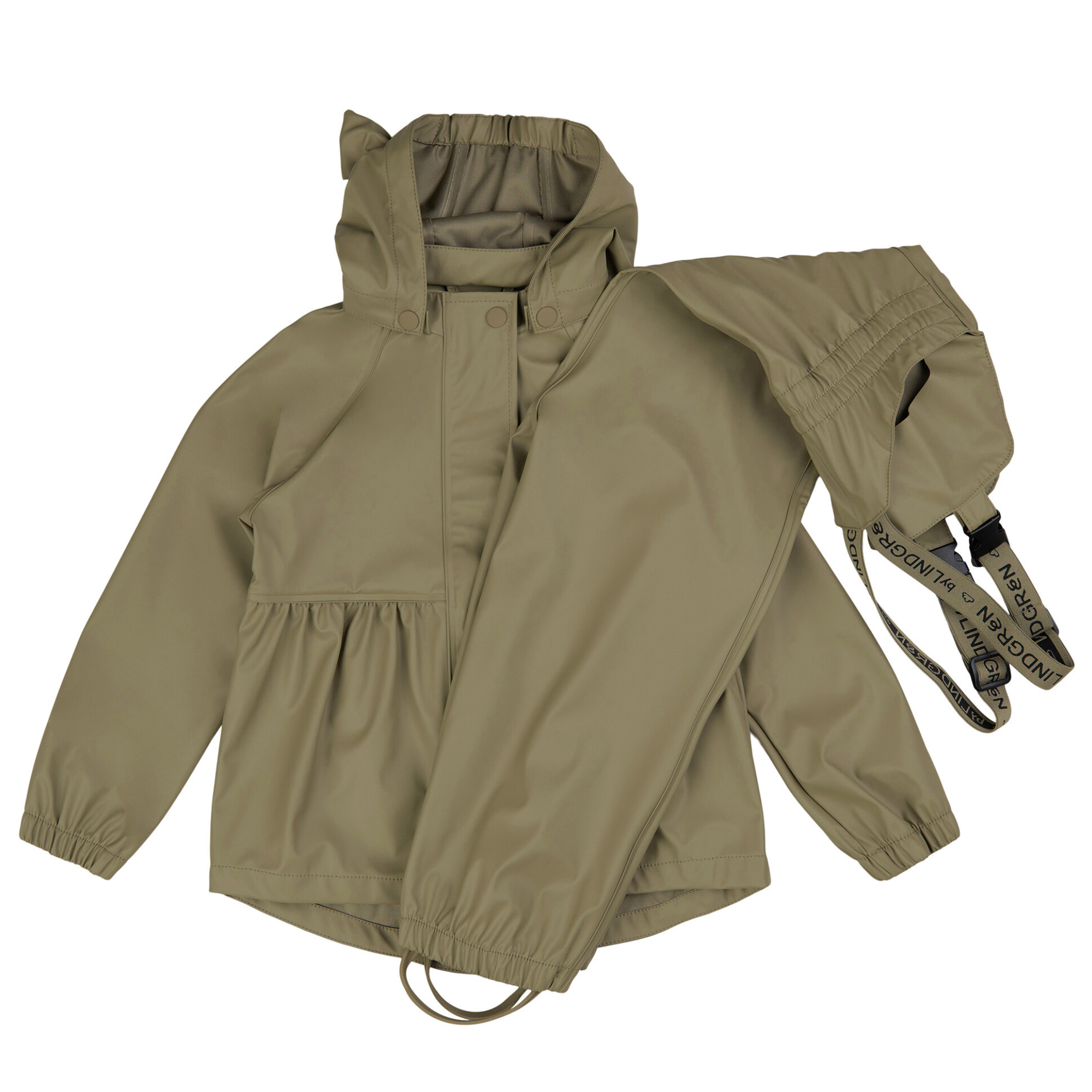 Gunhild PU Regnsæt m. selebukser - Soft Moss