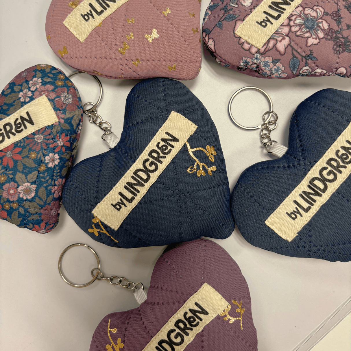 Hjerteformet nøglering - Midnight Ink w. Gold AOP