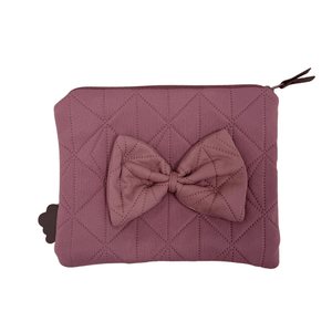 Kosmetikpung/Clutch m. sløjfe - Dark Rose